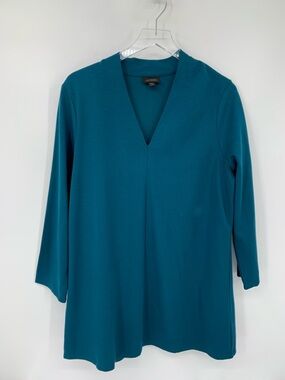 J Jill Wearever jersey knit tunic top shirt blouse stretch teal new L TALL LONG